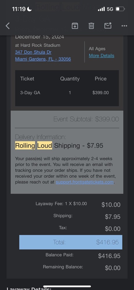 Rolling Loud Ticket!!!