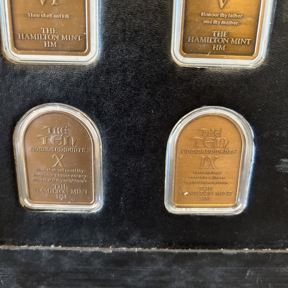 Hamilton Mint Ten Commandments Bronze Ingots with Case & Frame COA #0232/5000