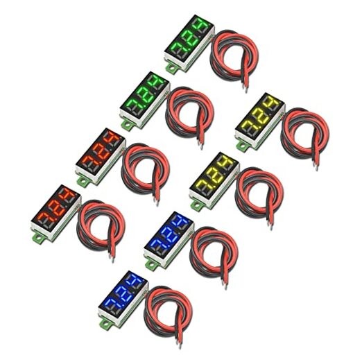 8pcs DC Voltage Display Mini Digital Voltmeter - 2-wire Multicolored 8PCS