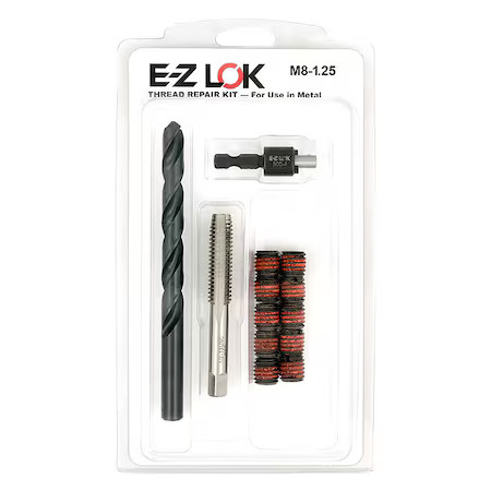 Thread Repair Kit, Self Locking Thread Inserts, Steel, 10 Inserts, Ez-450-8