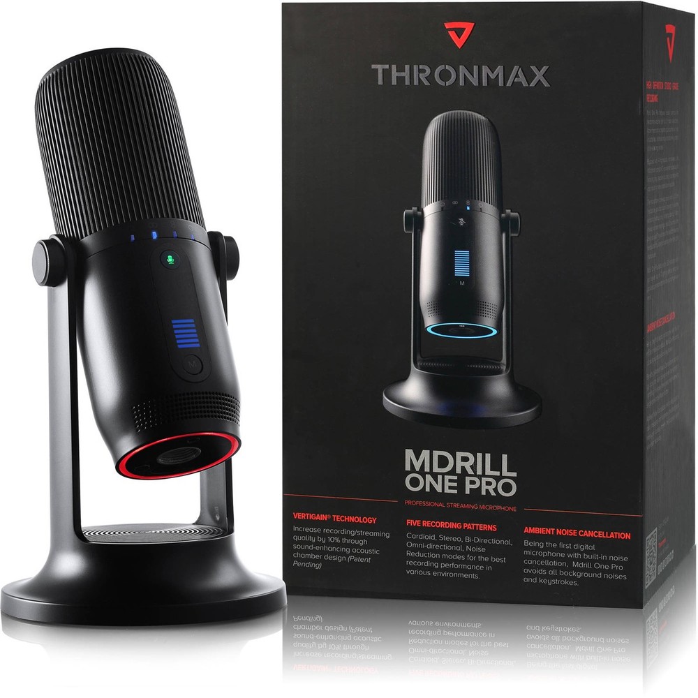 Thronmax MDrill One USB Microphone with Tabletop Stand,Jet Black