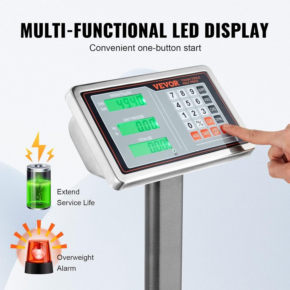 VEVOR Computing Digital Platform Scale, 660 lbs Load,