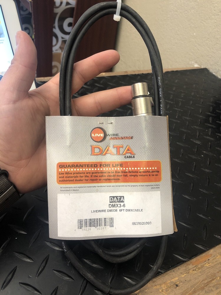 Live Wire Advantage Data Cable DMX3-6 XLR Cable 6FT
