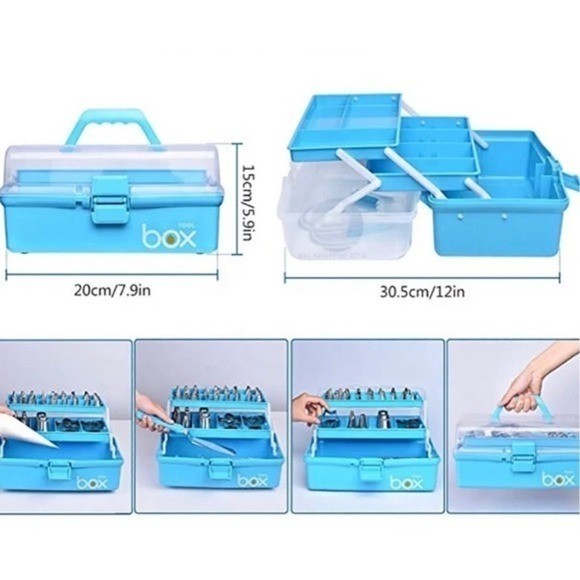 Cake Decorating Kit 100+ Pcs 3-Tier Storage Box Piping Tips Russian Tips Blue