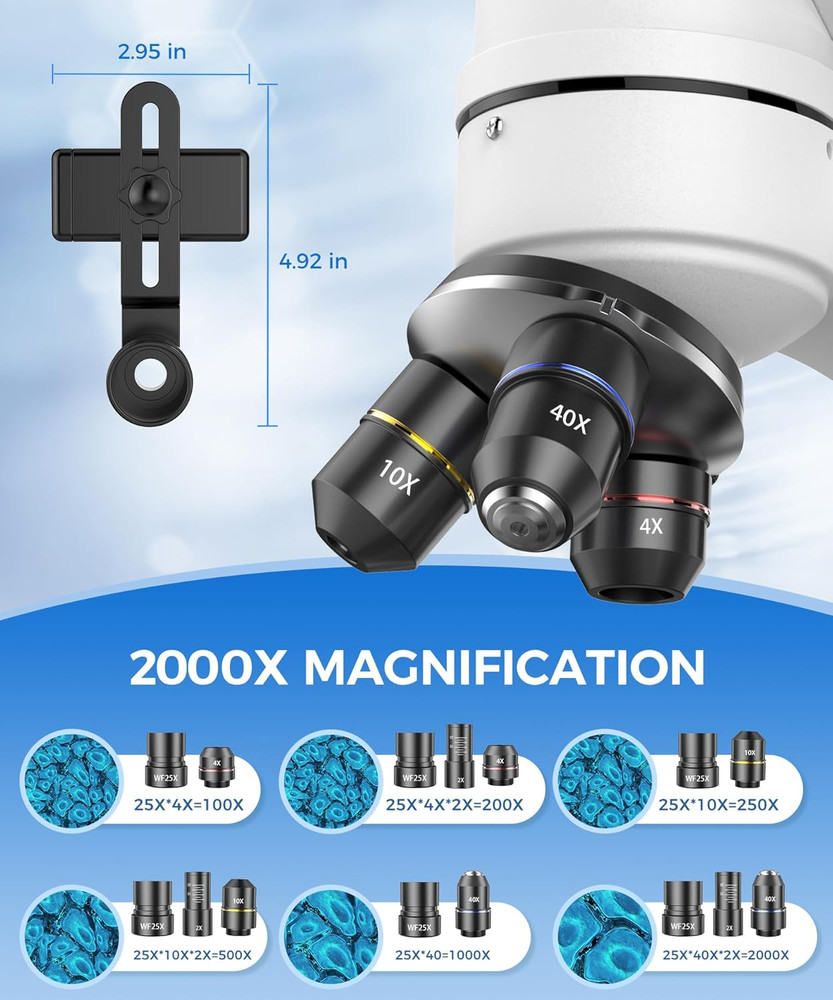 Compound Binocular Microscope for Adults, Professionals & Kids, Very Precise
