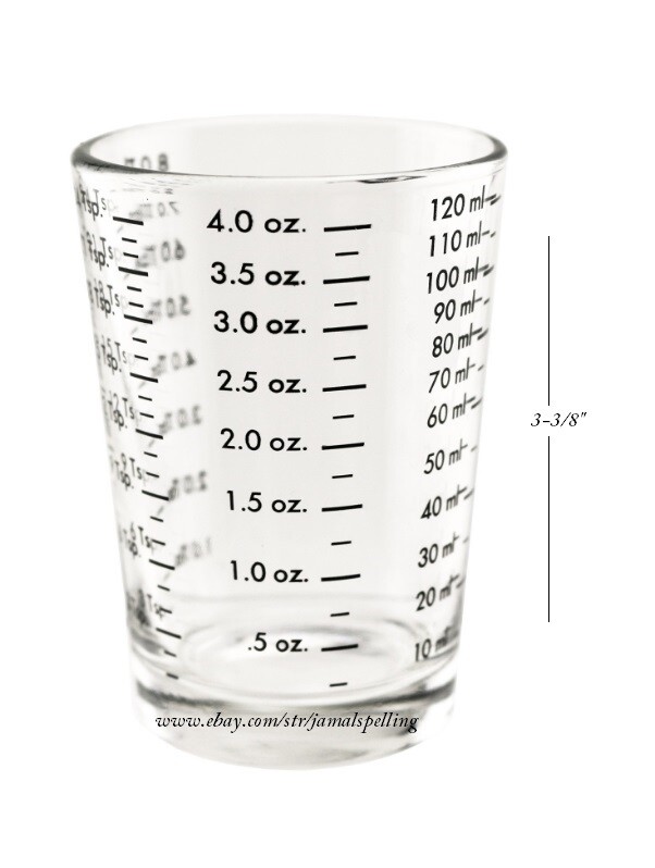 4 oz. Bar & Kitchen PROFESSIONAL MEASURING GLASS Jigger Shot Multiple Scale