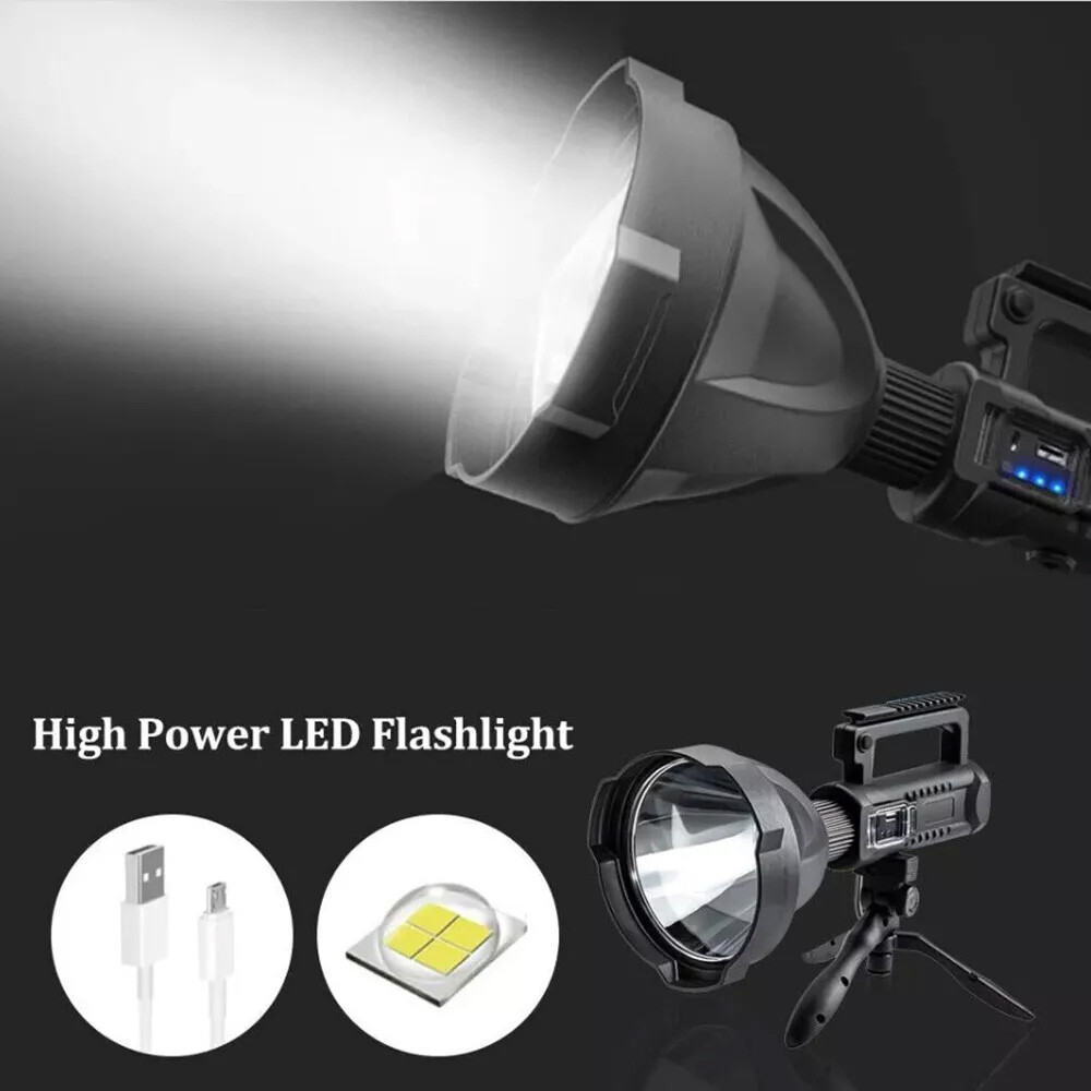 2 Pack Super Bright LED Searchlight Rechargeable Spotlight Handheld Flashlight