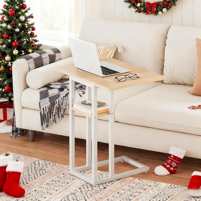 Foldable C Shaped End Table Multifunctional Couch Side Table Living Room New