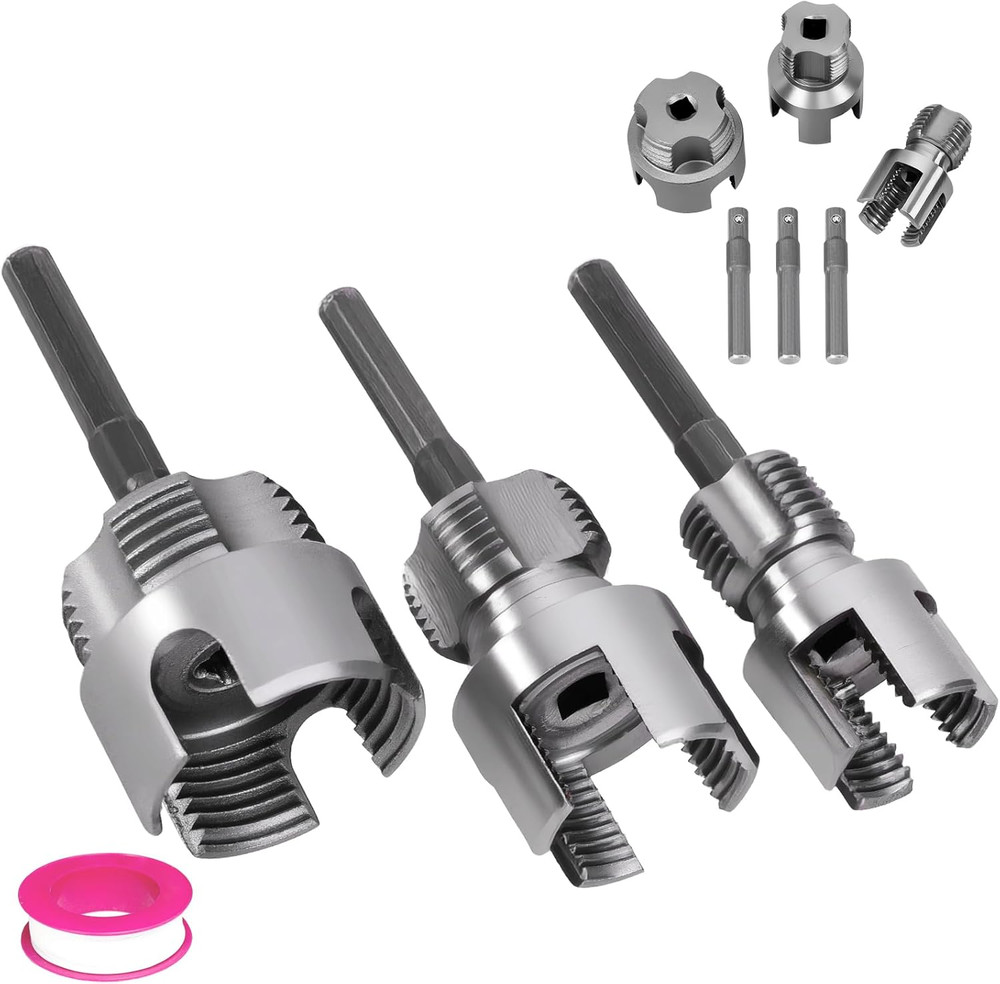 3PCS PVC Pipe Threader Kit - Dual-Function Internal & External Pipe Threading To