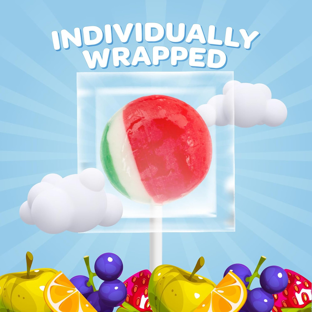 Fruit Lollipops - 2 Pound Bulk Pack (80 Count) - Assorted Fruit Flavored Hard Ca