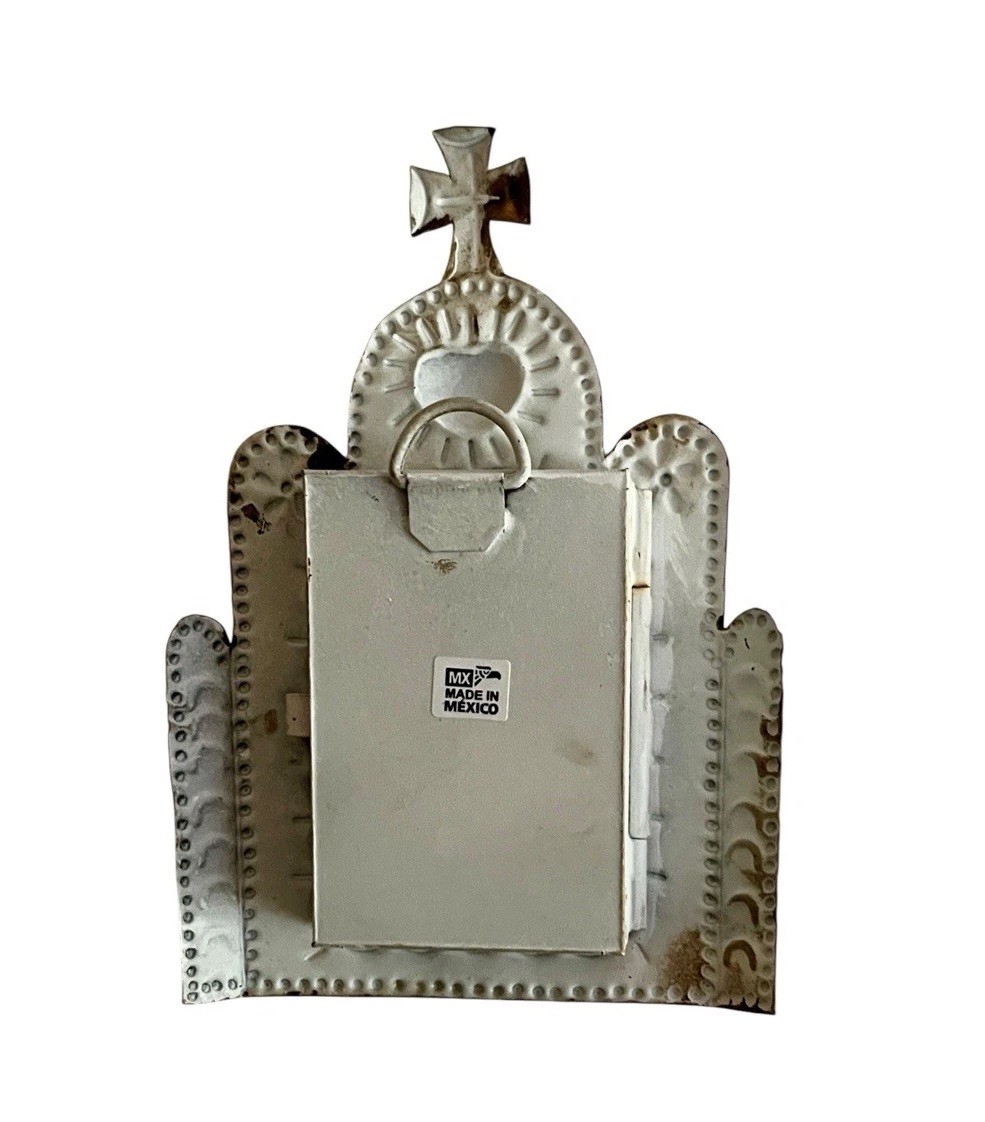 Small Church Nicho, Virgin Guadalupe Mexican Tin Heart Nicho Frame