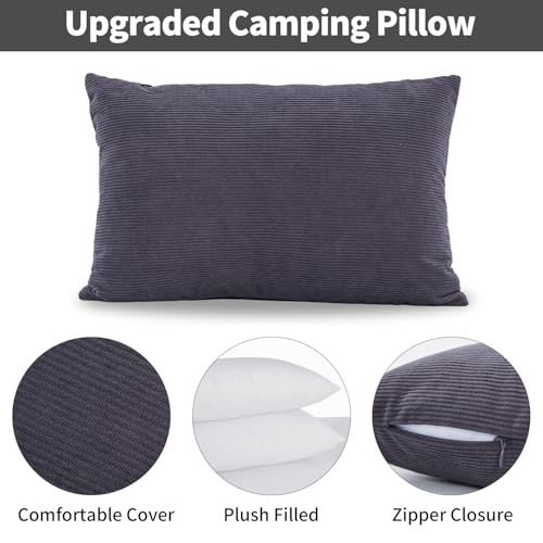 Camping Pillows 2 Pack, Compressible Camp Pillow with Medium-2 Pack Grey