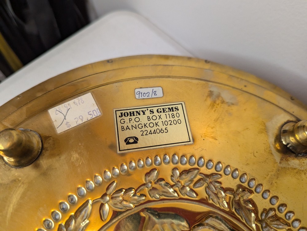 Brass Gallery Serving Tray Elevated Pierced Edge Round Form 20x4in