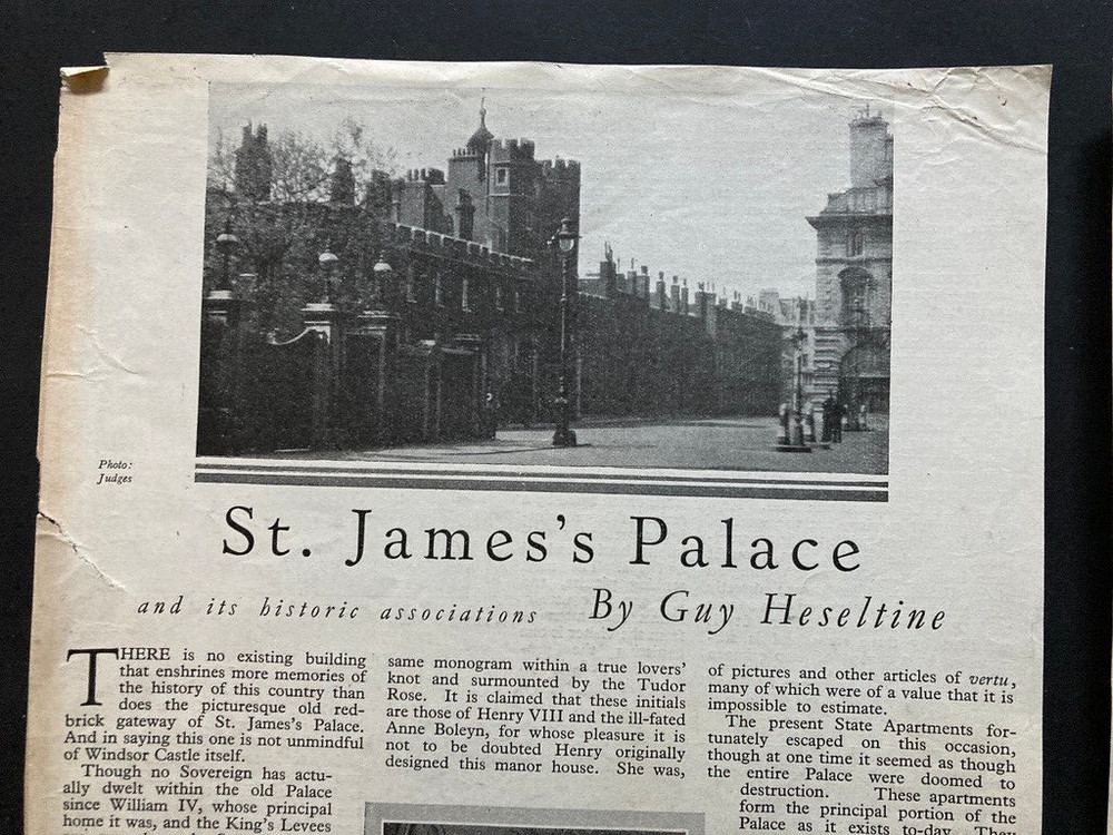 St James's Palace article Guy Heseltine two sheets