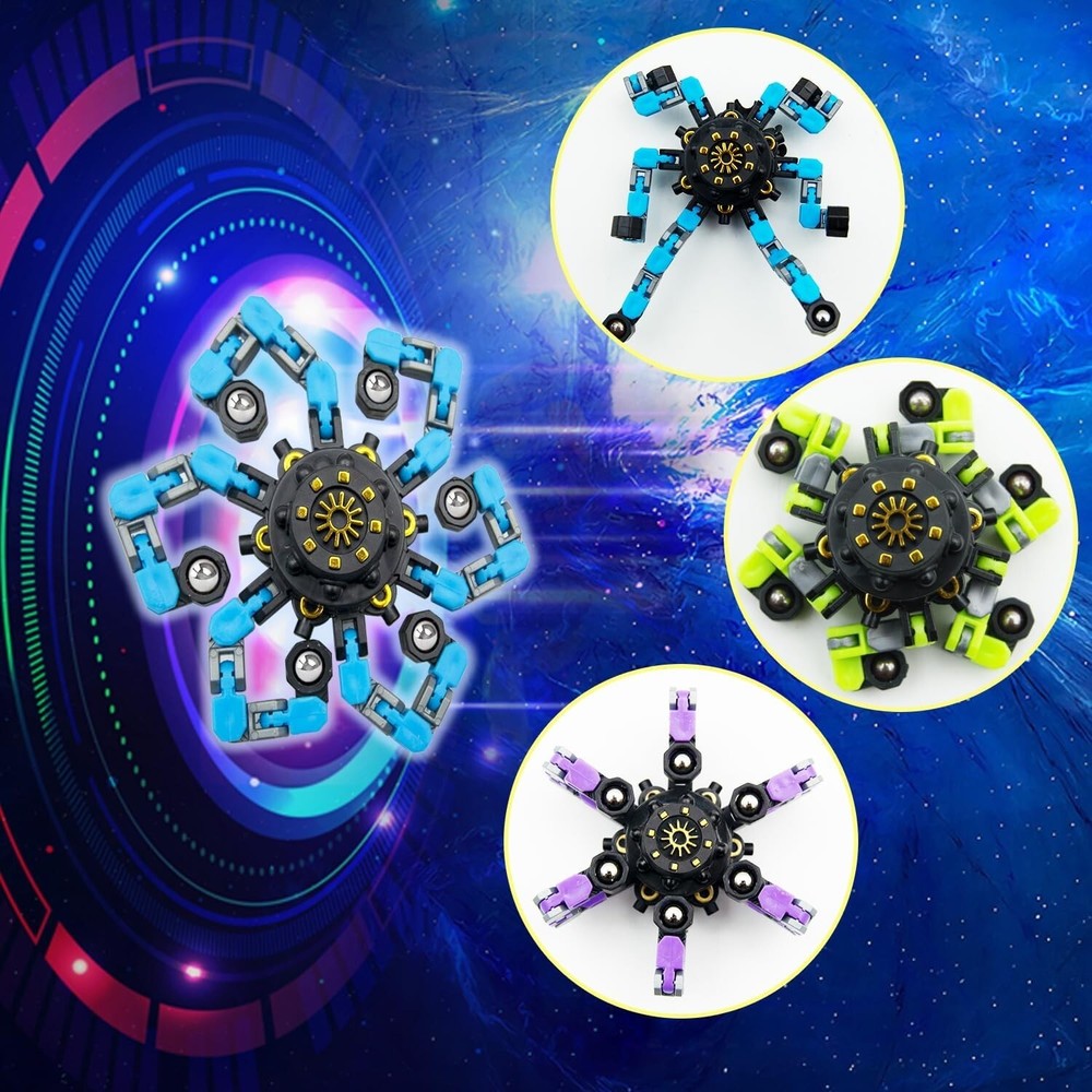 Transformable Fidget Spinners,9Pcs Funny Sensory Fidget Toys Deformable Chain-