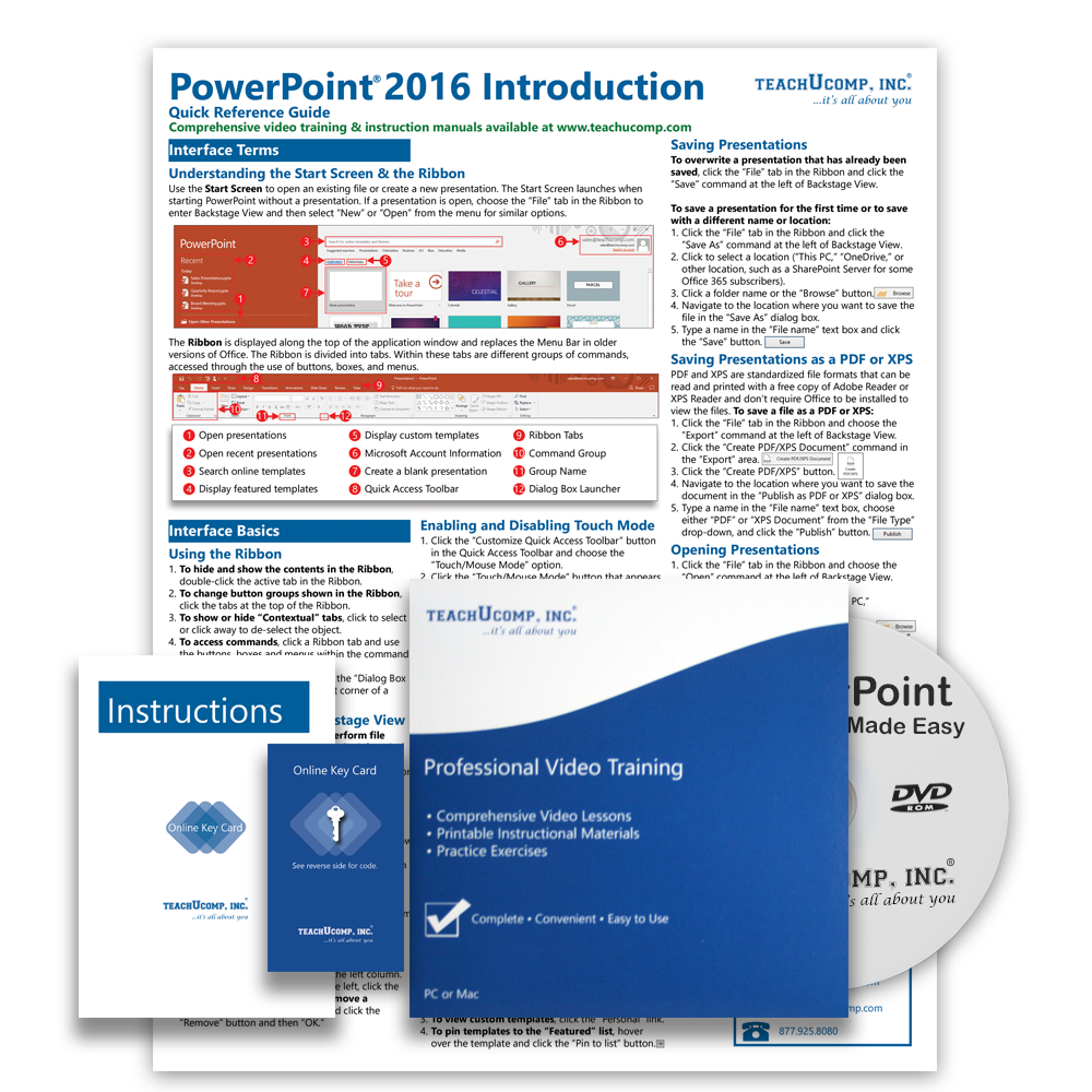 MICROSOFT POWERPOINT 2016 DELUXE Training Tutorial Course Quick Reference Guide