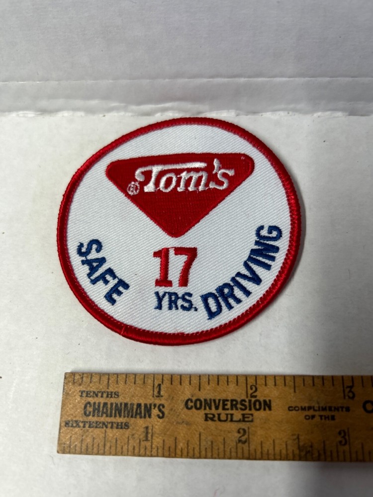 Vintage Tom’s Peanuts Cloth Patch Safe 17 YR. Driver