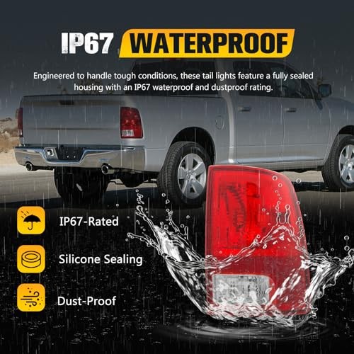 Tail Light Assembly Compatible With 1500 2500 3500 Rear 2009-2018 Dodge Ram
