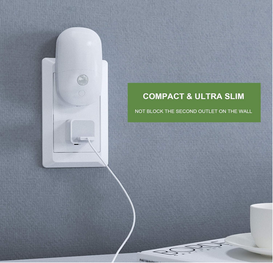 MAZ-TEK Plug in Motion Sensor Dimmable Night Light, Soft Warm White LED,2 Pack