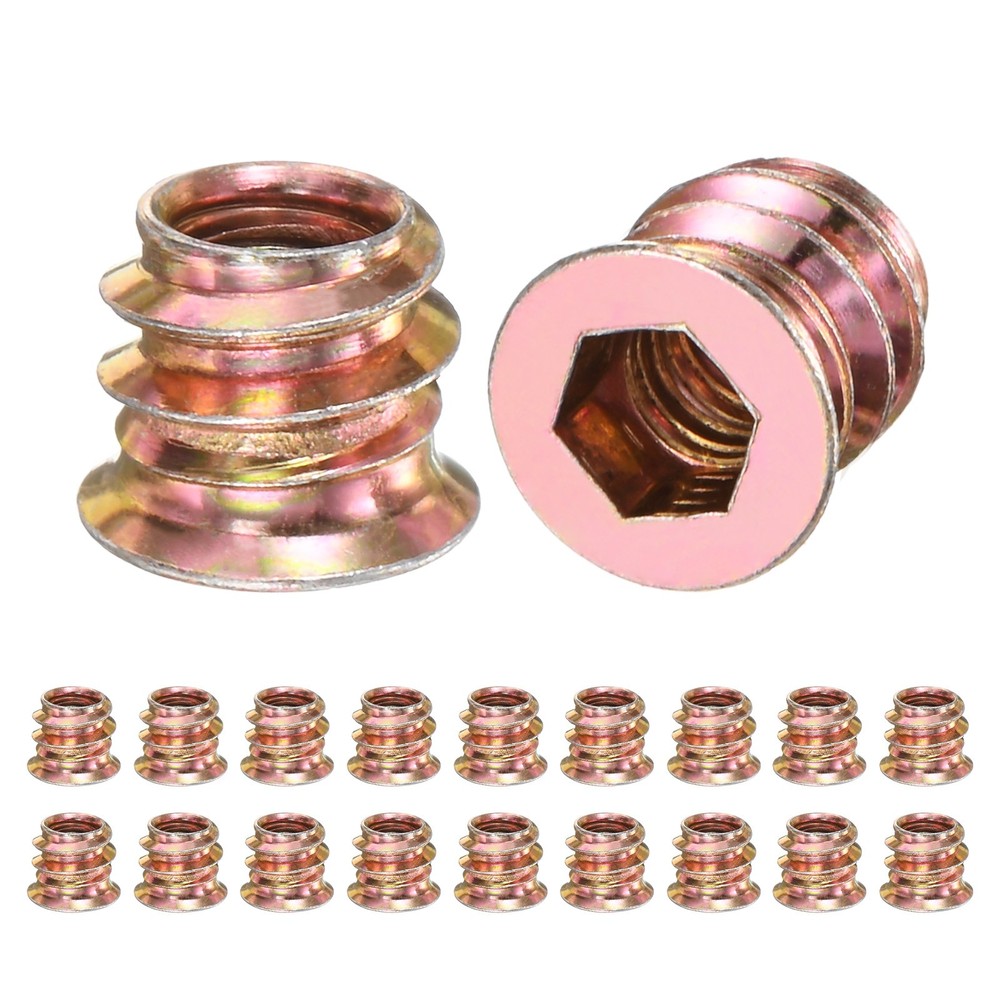 20-Pack Threaded Inserts for Wood, M6x10mm Threaded Insert Nuts [Gold Tone]
