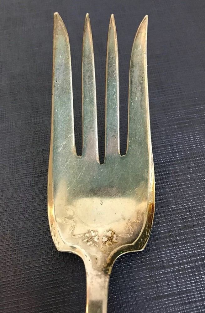 Holmes & Edwards Silver Plate Monogram QLB Cold Meat Serving Fork