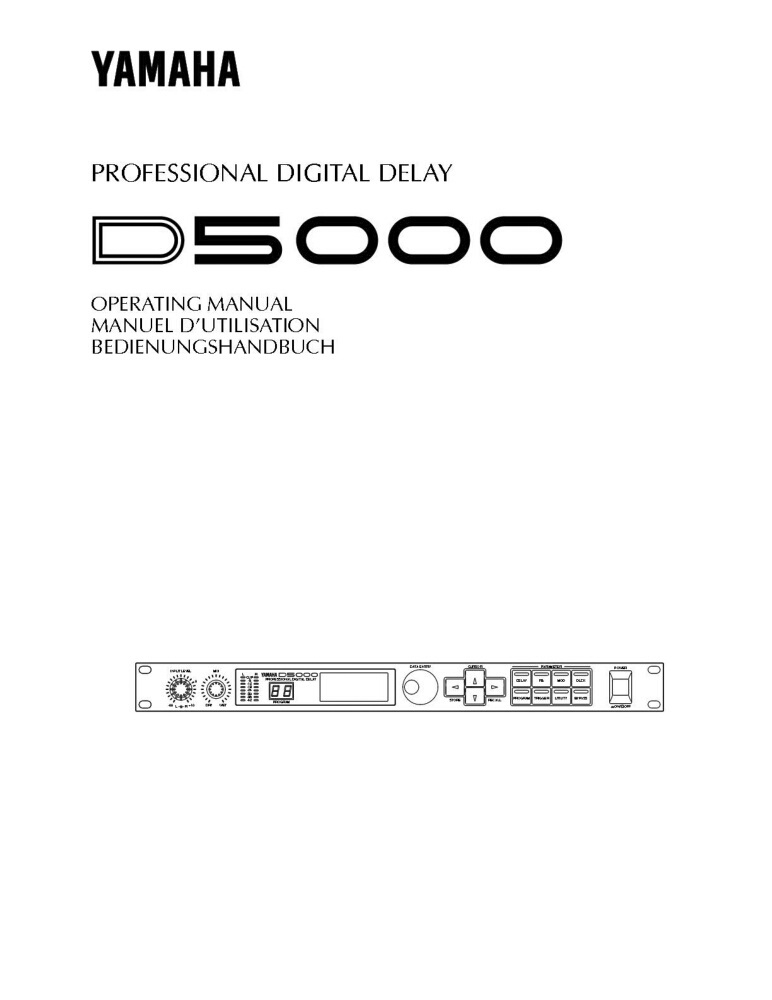 Yamaha D-5000-E-1 Digital Delay Owners Manual
