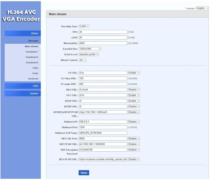 H.264 VGA Video Encoder VGA to IP Stream for IPTV, Live Stream, Broadcast Suppor