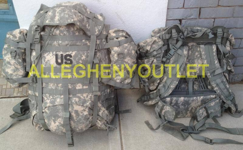 Complete USGI MOLLE Large Rucksack Field Pack Set Frame Pouches Straps ACU EXC