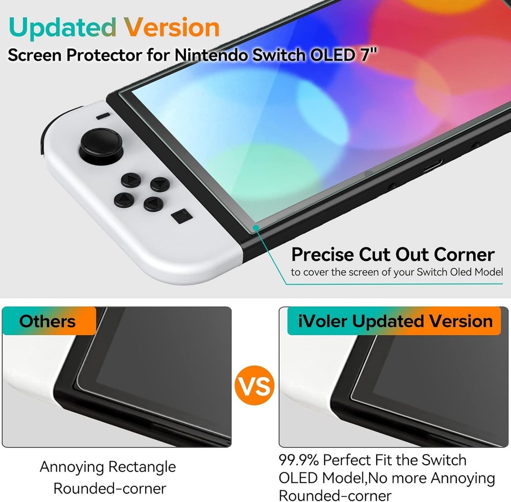 ivoler 4-Pack Tempered Glass Screen Protector Designed for Nintendo Switch OLED