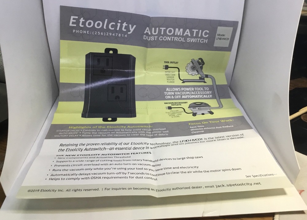 Etoolcity LF40-HVC01 Automatic Dust Control Switch Vacuum Tool Power