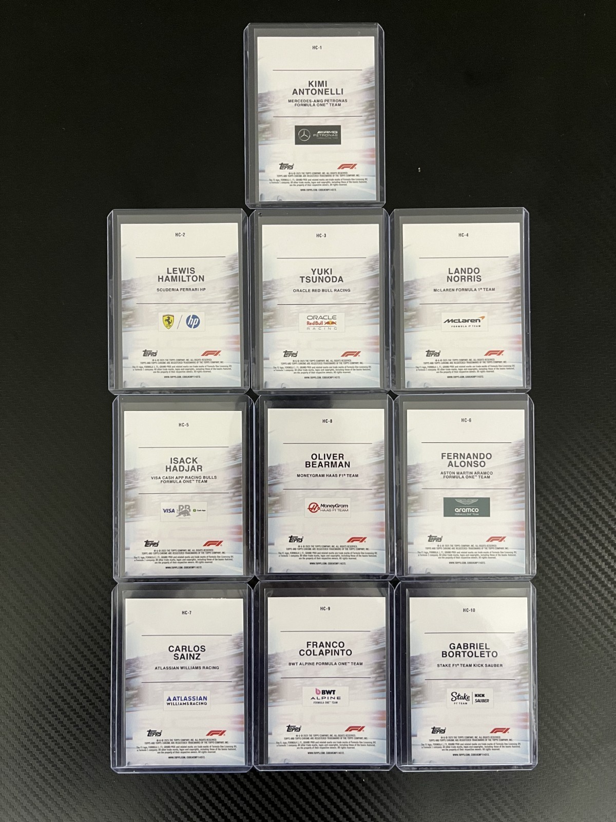 2025 Topps Chrome Formula 1 F1 Helmet Collection Full Complete Set - 10 Cards!