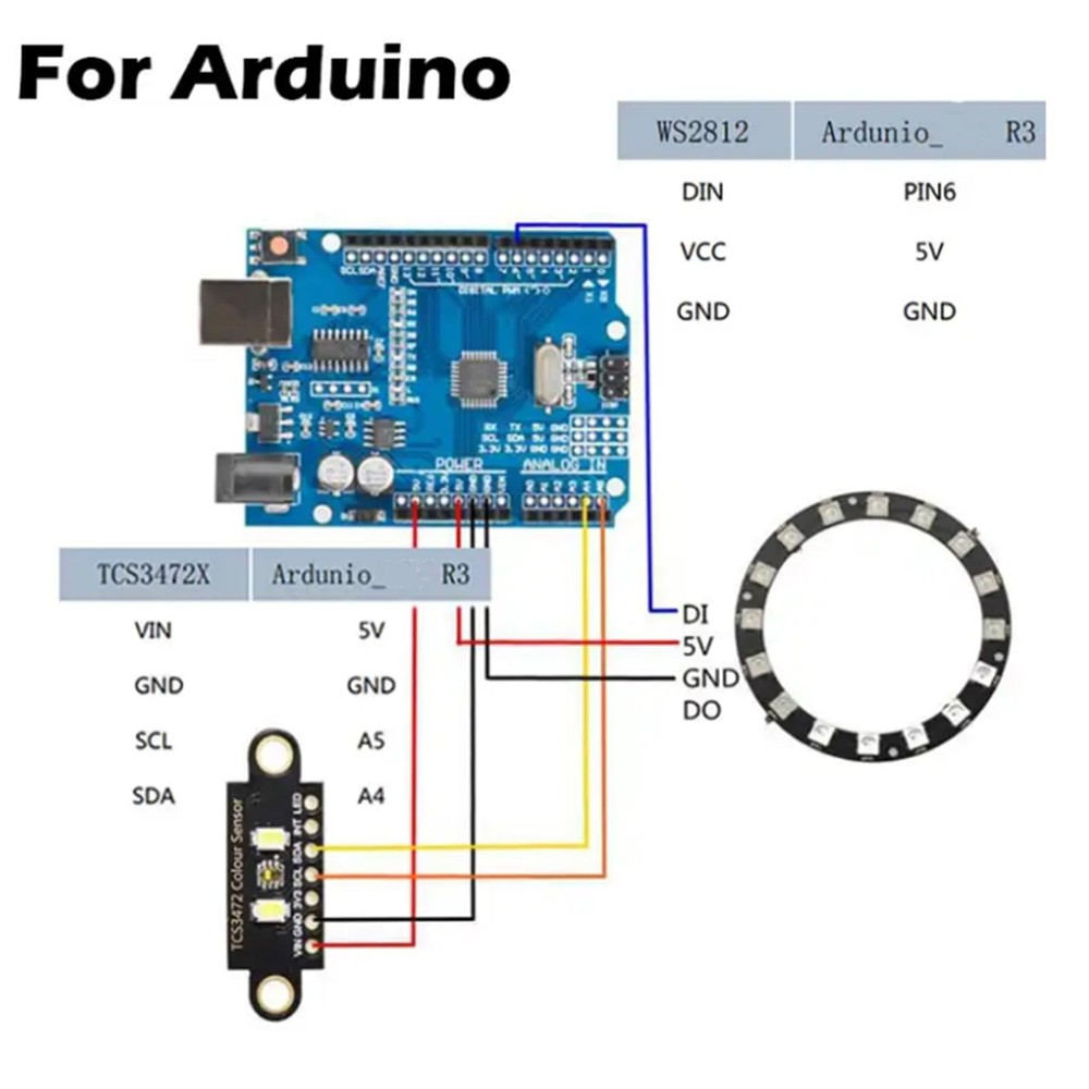 5PCS TCS3472 RGB Color Sensor Color Recognition Module RGB IIC Light Developm...