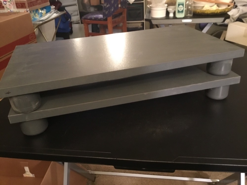 Gray Particle Board Display Riser Stands with Short Legs