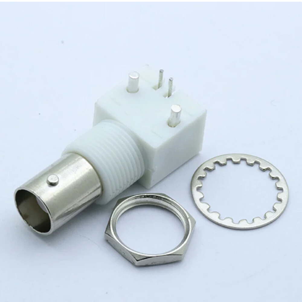 10PC White Board PCB Mount Right Angle BNC Female With Nut bulkhead Connector
