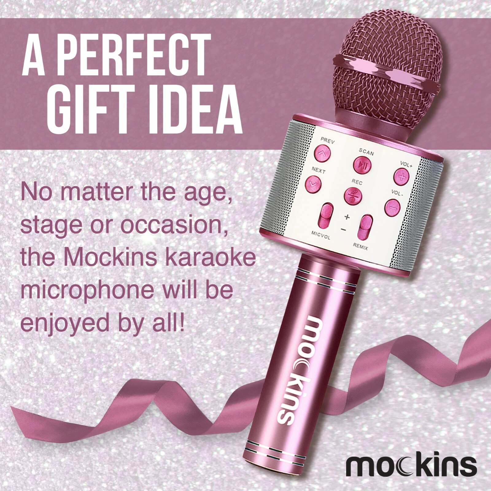 Mockins Portable Wireless Bluetooth KARAOKE MICROPHONE Purple Holiday Gift kids