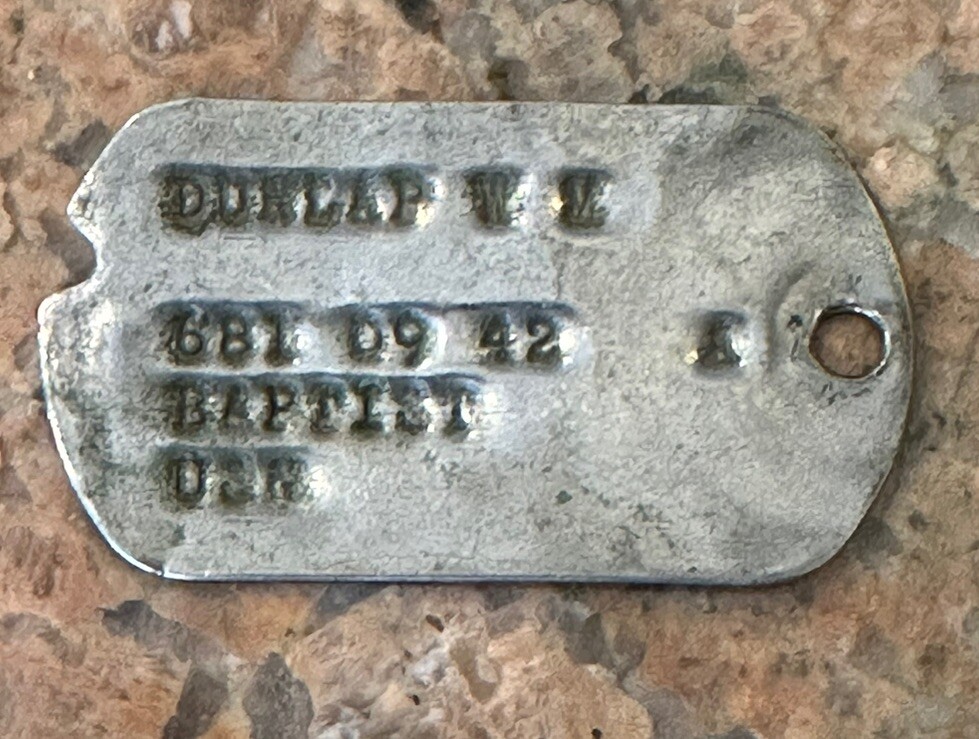 Vintage 1942 WW2 Dog Tag USN