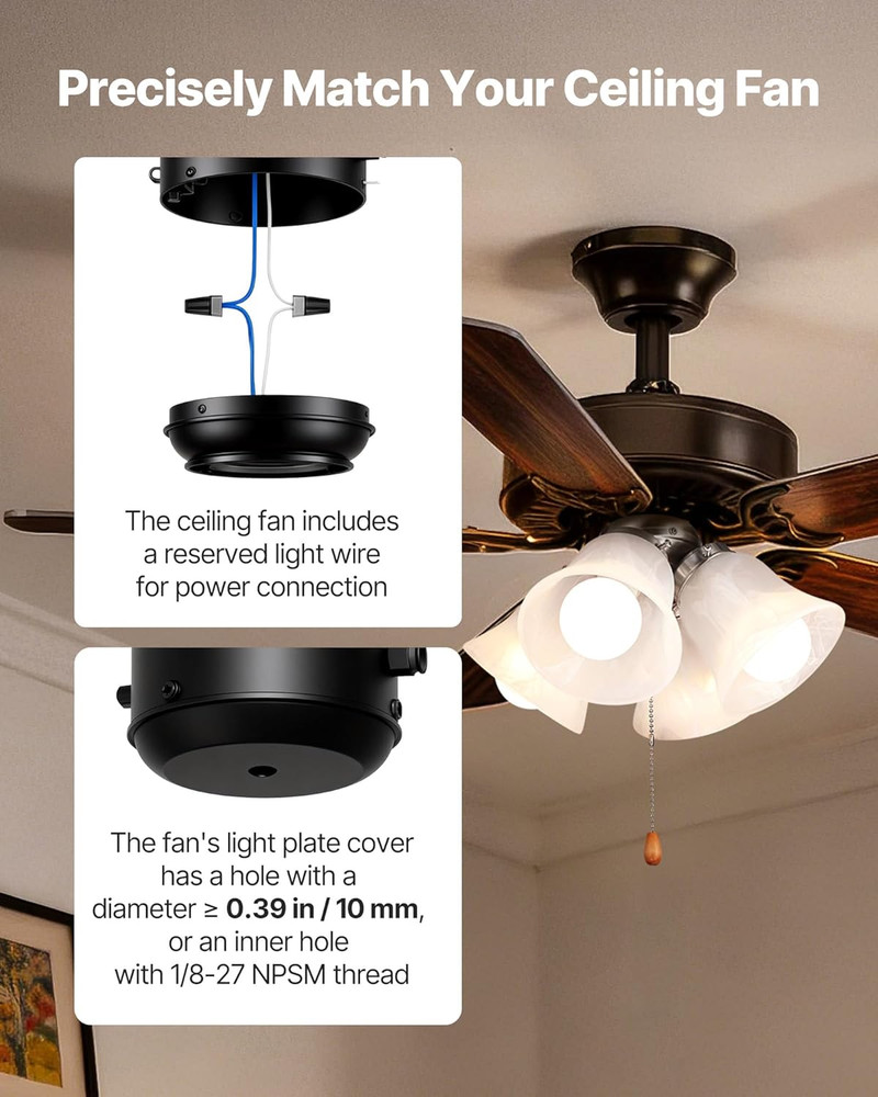 Ceiling Fan Light Kit, Four-Light 3000K 750Lm Fan Light Kit with Pull Chain, Rep