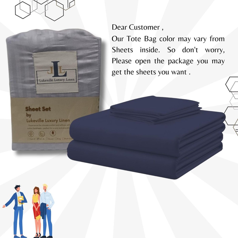 Full XL Size Bed Sheets - Softest 100% Cotton 4PC Sheet Set -500 Thread Count...