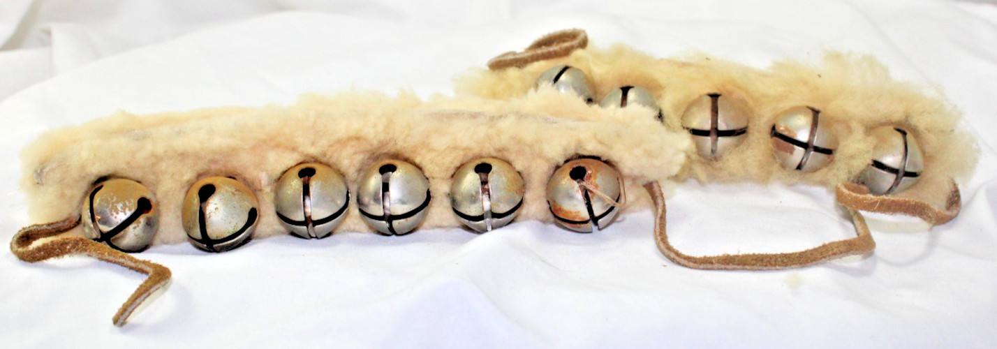 Vintage Mid-Century Sheepskin Lined "Cherokee Indian" Dance Bells NICE