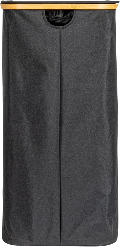 Sleek Laundry Hamper W/ Dual Mesh Liners & Lid Black