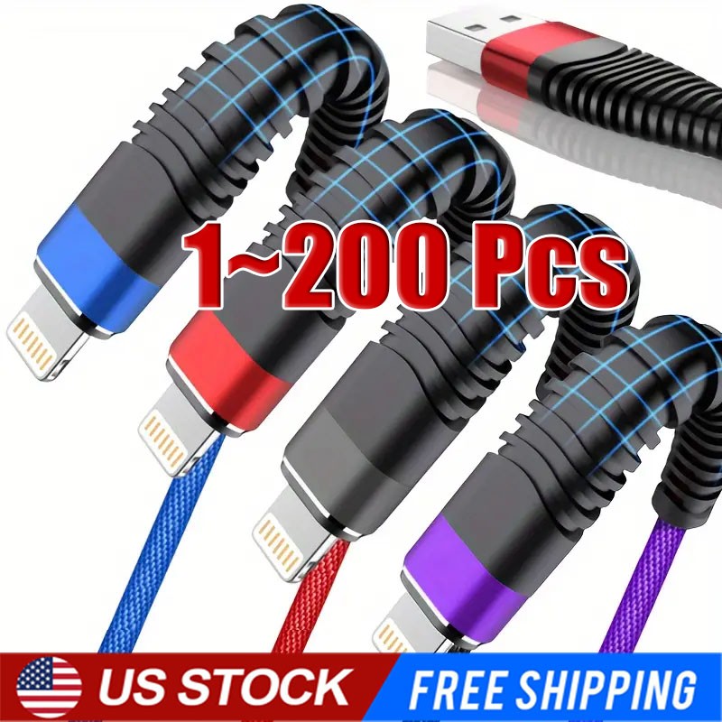 Braided Fast Charger Cable Heavy Duty USB lot Cord For iPhone 14 13 12 11 X XR 8