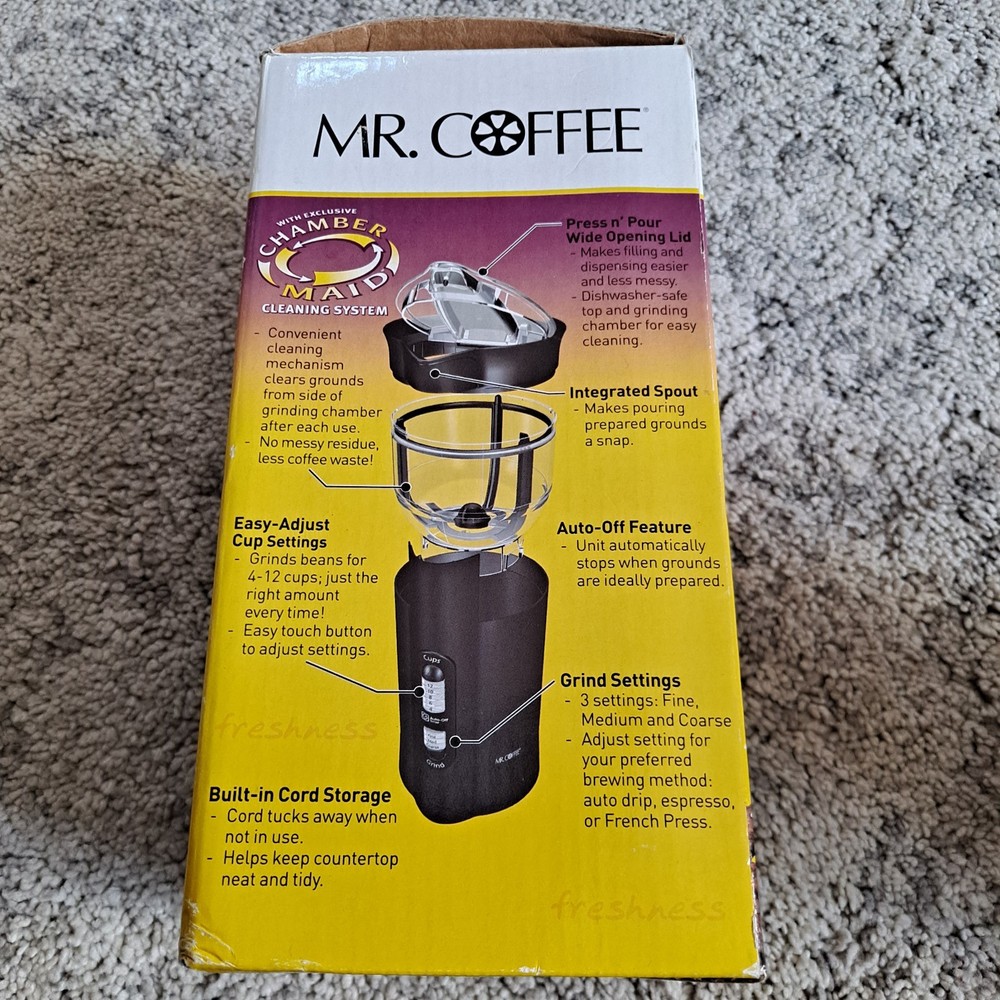 Mr. Coffee IDS77 Easy To Clean, Automatic Programmable Coffee Grinder, 4-12 Cups