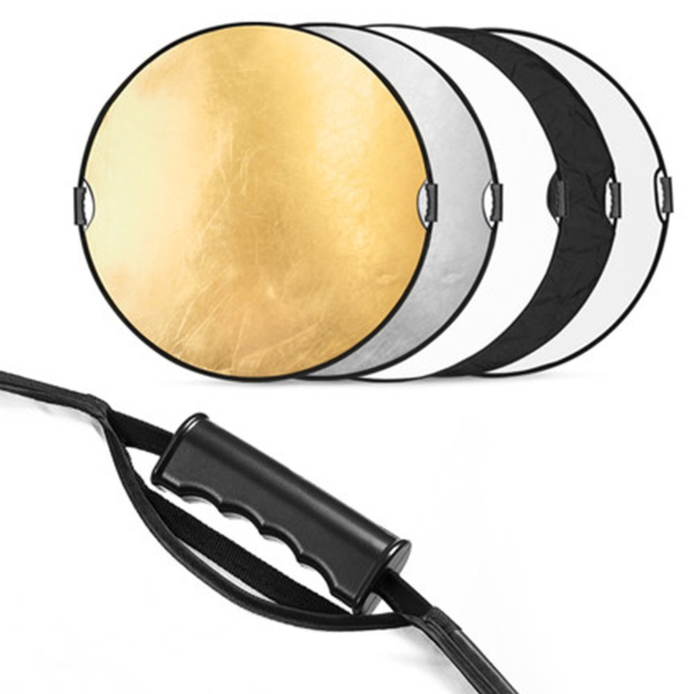 US 110cm 43" 5 in1 Studio Strobe Round Shape Folding Reflector with Handle