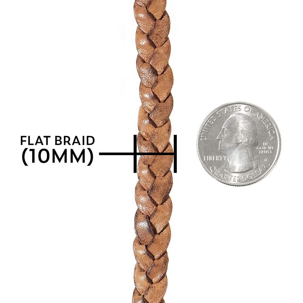 Flat Braided Leather Cord - 5mm & 10mm Widths - 5, 10, 25 YD Lengths - 5 colors