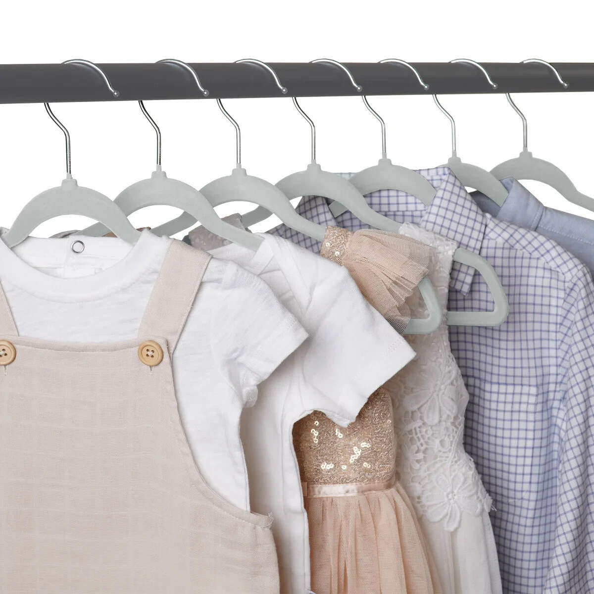 Heavy Duty Hanger Non Slip Flocked Velvet 360 Swivel Hook w/ Notches For Kids