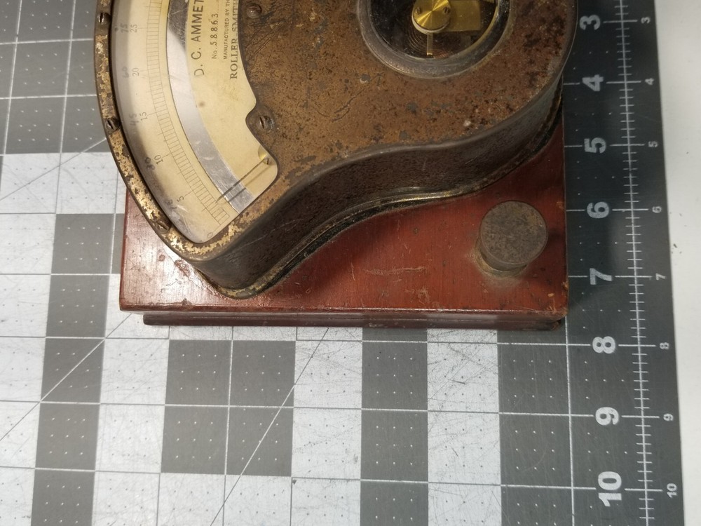 Roller Smith Direct Current Ammeter Meter USA Untested Steampunk Style