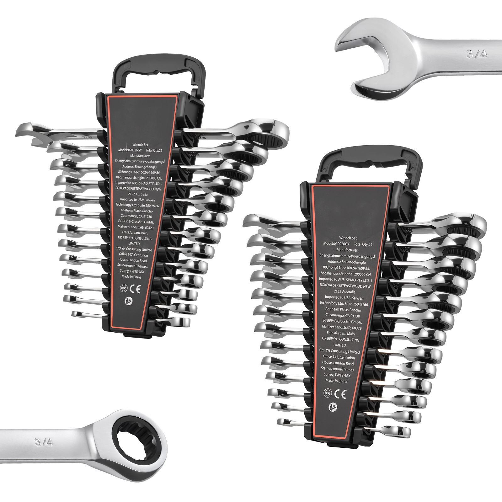 Uimoso 26-Piece Ratcheting Wrench Set for SAE and Metric Repairs