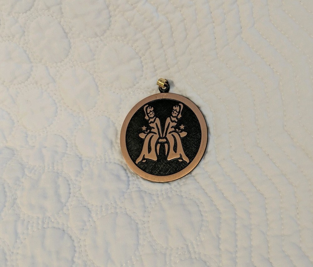 Vintage Coppercraft Guild Solid Copper Zodiac Gemini Pendant