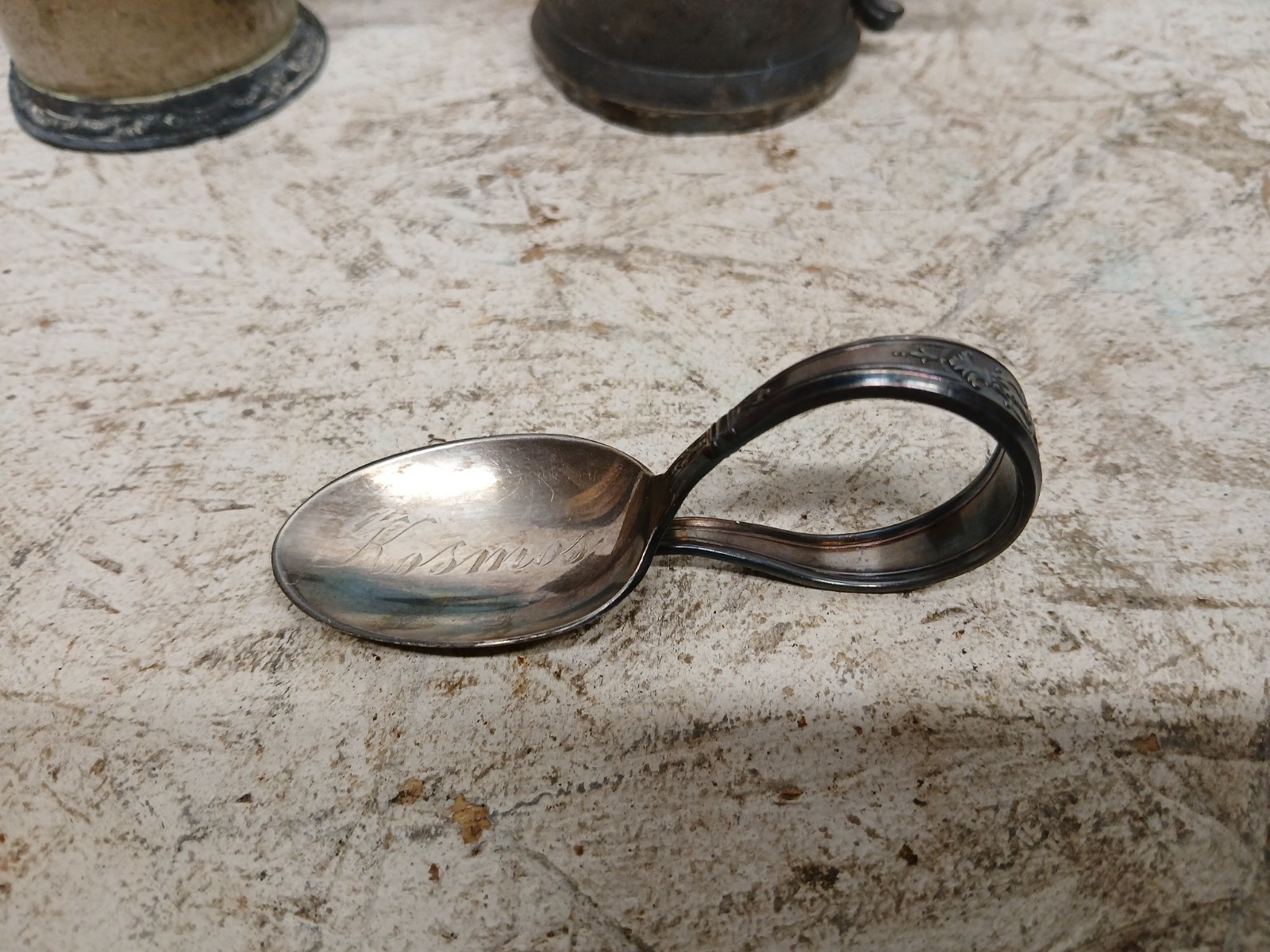 Collection of Vintage Silver Plated Nursery Baby Cups and Spoon Set of 2