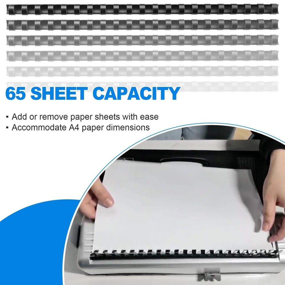 Plastic Comb Binding Spines 1/2 Inch Diameter 65 Sheet Capacity A4 Binding Comb